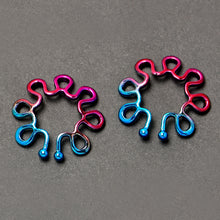 Load image into Gallery viewer, Rainbow Trippy Flower Clip On Fake Nipple Ring Set

