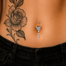 Load image into Gallery viewer, Clear Gem Dramatic Butterfly Dangle Belly Ring
