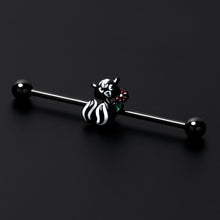 Load image into Gallery viewer, 14G Black Funky Skunk Industrial Barbell 38mm
