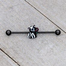 Load image into Gallery viewer, 14G Black Funky Skunk Industrial Barbell 38mm
