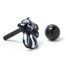 Load image into Gallery viewer, 16G 1/4 Black Funky Skunk Cartilage Tragus Earring
