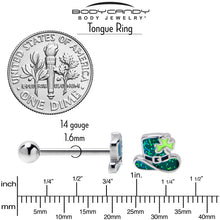 Load image into Gallery viewer, Glitter Top Hat Shamrock St Patricks Barbell Tongue Ring
