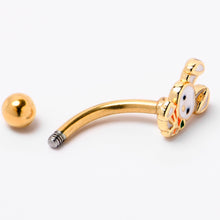 Load image into Gallery viewer, 16G 5/16 Gold Tone Cutie Easter Bunny Curved Eyebrow Ring
