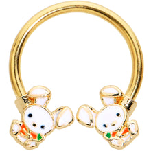 Load image into Gallery viewer, 16G 3/8 Gold Tone Cutie Easter Bunny Horseshoe Circular Barbell
