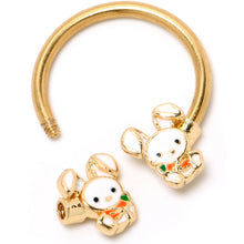 Load image into Gallery viewer, 16G 3/8 Gold Tone Cutie Easter Bunny Horseshoe Circular Barbell
