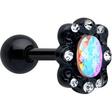 Load image into Gallery viewer, 16G 1/4 Aurora Gem Black Filigree Fantasy Cartilage Tragus Earring
