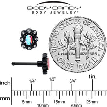 Load image into Gallery viewer, 20G 1/4 Aurora Gem Black Filigree Fantasy Nose Bone
