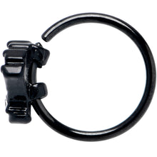 Load image into Gallery viewer, 20G 5/16 Clear CZ Gem Black Serenity Ocean Magic Shell Nose Hoop
