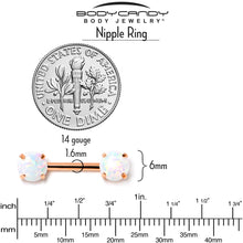 Load image into Gallery viewer, 14G 1/2 White Synthetic Opal Rose Hue Threadless Nipple Ring Set
