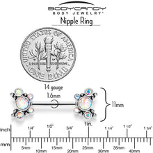 Load image into Gallery viewer, 14G 9/16 Aurora CZ Gem Circles Threadless Barbell Nipple Ring Set
