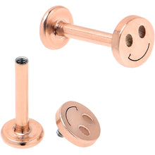 Load image into Gallery viewer, 16G 5/16 Rose Gold Tone Smiling Face Broken Heart Labret Set of 4
