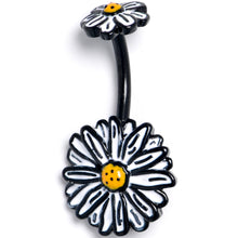 Load image into Gallery viewer, Black Pretty Daisy Flower Double Mount Belly Ring
