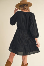 Load image into Gallery viewer, New Summer Notched Balloon Sleeve Tiered Mini Dress For Women – Trendy, Chic, and Playful with Stylish Detailing
