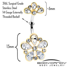 Load image into Gallery viewer, Clear Gem Filigree Flower Fantasy Double Mount Belly Ring
