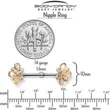 Load image into Gallery viewer, 14G 9/16 Clear Gem Golden Crown Deluxe Barbell Nipple Ring Set
