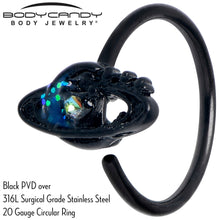 Load image into Gallery viewer, 20G 5/16 Aurora Gem Black Saturn Space Moon Nose Hoop
