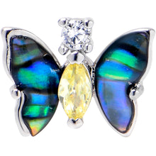 Load image into Gallery viewer, 16G 1/4 Clear Yellow Gem Dark Butterfly Cartilage Tragus Earring
