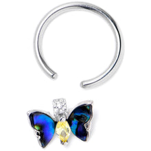 Load image into Gallery viewer, 16G 3/8 Yellow Clear Gem Dark Butterfly BCR Captive Ring
