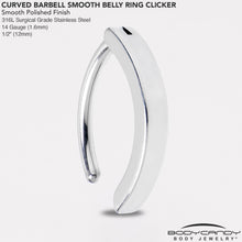 Load image into Gallery viewer, 14G 1/2 316L Surgical Steel Smooth Style Hinged Hoop Belly Ring
