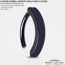Load image into Gallery viewer, 14G 3/8 Black 316L Surgical Steel Smooth Style Hinged Hoop Belly Ring
