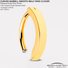 Load image into Gallery viewer, 14G 3/8 Gold Tone 316L Surgical Steel Hinged Hoop Belly Ring
