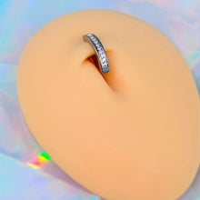 Load image into Gallery viewer, Clear CZ Gem ASTM F-136 Implant Grade Titanium Forward Facing Belly Ring
