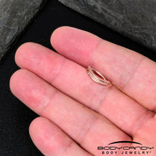 Load image into Gallery viewer, 14G 3/8  Rose Implant Grade Titanium CZ Paved Hinged Hoop Belly Ring
