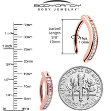 Load image into Gallery viewer, 14G 3/8  Rose Implant Grade Titanium CZ Paved Hinged Hoop Belly Ring
