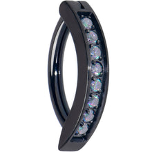 Load image into Gallery viewer, 14G 3/8  Black Implant Grade Titanium CZ Paved Hinged Hoop Belly Ring
