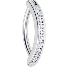 Load image into Gallery viewer, 14G 1/2 Implant Grade Titanium CZ Paved Hinged Hoop Belly Ring
