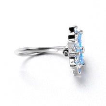 Load image into Gallery viewer, 20G 5/16 Blue CZ Gem Snowflake Style Nose Hoop
