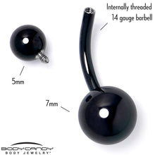 Load image into Gallery viewer, Black ASTM F-136 Implant Grade Titanium Internally Threaded Belly Ring
