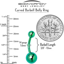 Load image into Gallery viewer, Green ASTM F-136 Implant Grade Titanium Internally Threaded Belly Ring
