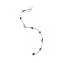 Load image into Gallery viewer, 10K White Gold 4.5mm x 3mm Oval Ruby and Diamond Link Bracelet (H-I Color, SI1-SI2 Clarity)  - Size 7"
