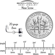 Load image into Gallery viewer, 20G 1/4 ASTM Clear CZ Gem F-136 Titanium Threadless Left Nose Screw
