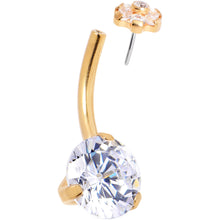 Load image into Gallery viewer, Clear CZ Gem Gold Hue ASTM F-136 Implant Grade Titanium Threadless Belly Ring
