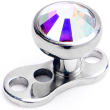 Load image into Gallery viewer, 16G 4mm Aurora Gem Bezel Top 3 Hole Dermal Implant Grade Titanium Anchor Base
