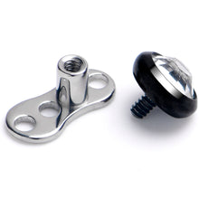 Load image into Gallery viewer, 16G 4mm Gem Bezel Black Top 3 Hole Dermal Implant Grade Titanium Anchor Base
