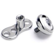 Load image into Gallery viewer, 16G 4mm Gem Bezel Top 3 Hole Dermal Implant Grade Titanium Anchor Base
