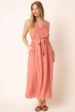 Load image into Gallery viewer, Cross Back Belted V Neck Tank Maxi Dress for Women – Flattering, Chic and Elegant Event Style
