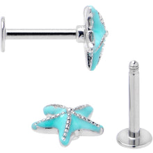 Load image into Gallery viewer, 16G Blue Gem Nautical Labret Segment Ring Ear Curation Set of 5
