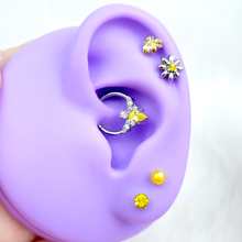 Load image into Gallery viewer, 16G Yellow Gem Bee Flower Labret Segment Ring Ear Curation Set of 5
