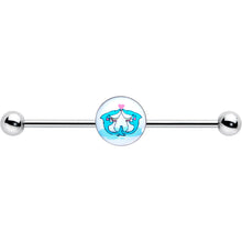 Load image into Gallery viewer, 14G Loving Blue Whales Industrial Barbell 38mm

