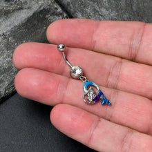 Load image into Gallery viewer, Clear Gem Mermaid Love Blue Dangle Belly Ring
