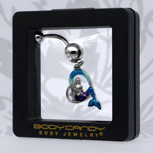 Load image into Gallery viewer, Clear Gem Mermaid Love Blue Dangle Belly Ring
