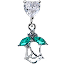 Load image into Gallery viewer, 16G 1/4 Clear CZ Gem Heart And Rose Dangle Cartilage Earring
