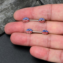 Load image into Gallery viewer, 14G 9/16 Patriotic Kissy Lips Barbell Nipple Ring Set
