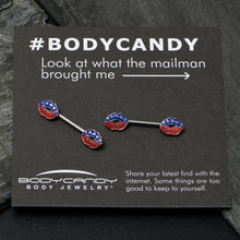 Load image into Gallery viewer, 14G 9/16 Patriotic Kissy Lips Barbell Nipple Ring Set
