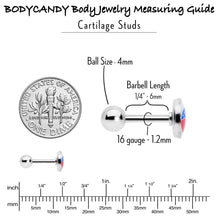 Load image into Gallery viewer, 16G 1/4 Inlay Patriotic Kissy Lips Cartilage Tragus Earring
