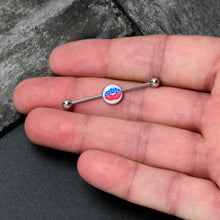 Load image into Gallery viewer, 14G Inlay Patriotic Kissy Lips Industrial Barbell 38mm
